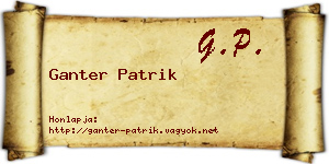 Ganter Patrik névjegykártya